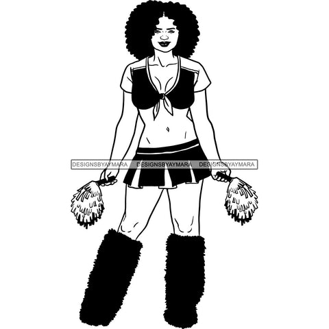 Afro Cheerleader Woman SVG Cutting Files For Silhouette Cricut and More