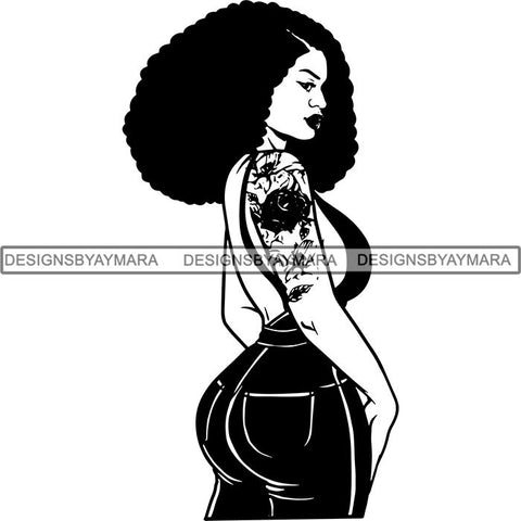 Afro Sexy Goddess Melanin Woman Queen Tattoo SVG Cut Files For Silhouette and Cricut