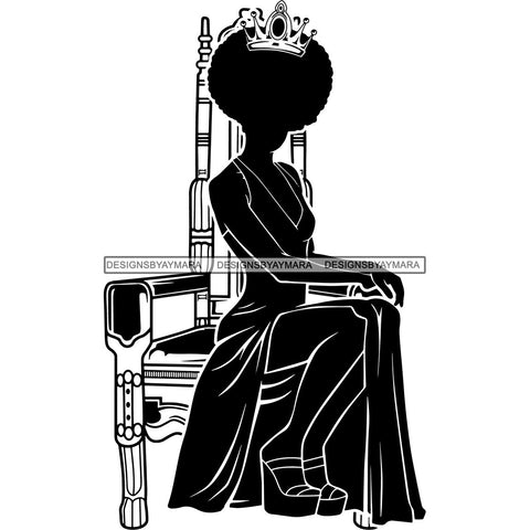 Afro Queen Silhouette SVG African Goddess Cutting Files 1