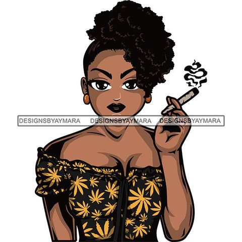 Afro Lola Smoking Pot Weed Joint Blunt Cannabis Marijuana SVG Cutting Files