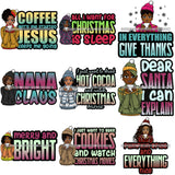 Bundle 9 Afro Lola Christmas Hot Coffee Winter Santa Quotes .SVG Cutting Files For Silhouette and Cricut and More!