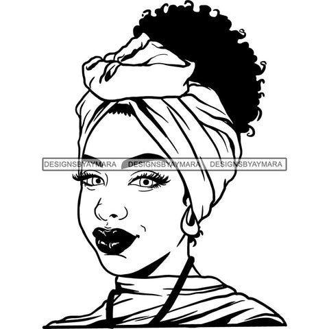 Afro Woman SVG Turban Head Wrap Cutting Files For Silhouette Cricut and More