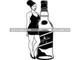 Whiskey Goddess Black Woman Sexy Melanin Nubian Liqueur Beverage Alcohol SVG Cut Files For Silhouette and Cricut