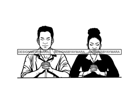 Black Couple Praying God Together SVG  Cut Files