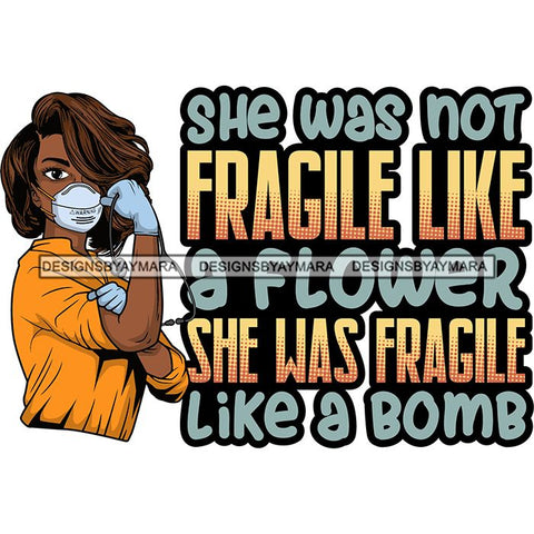Afro Lola Nurse Doctor Save Life Hero Quotes Wearing Mask Protection Flexing Strong Medical Occupation SVG Cutting Files