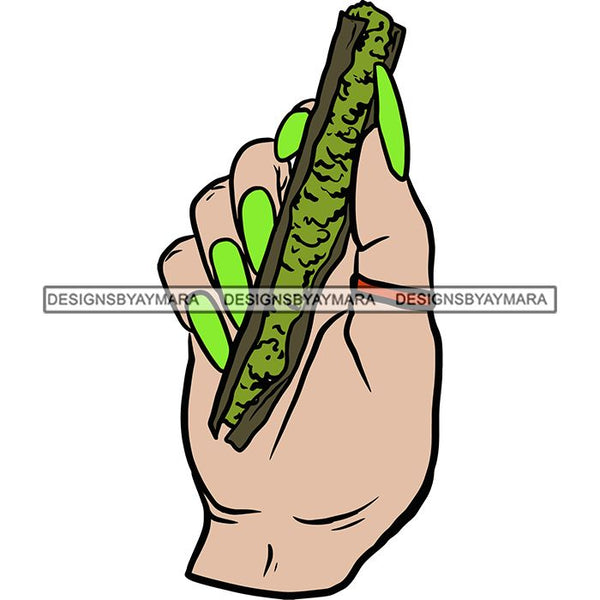 Woman Hand Holding Blunt Weed Pot Joint High Life 420 Cannabis Smoke Medical Marijuana Hemp SVG Cutting Files