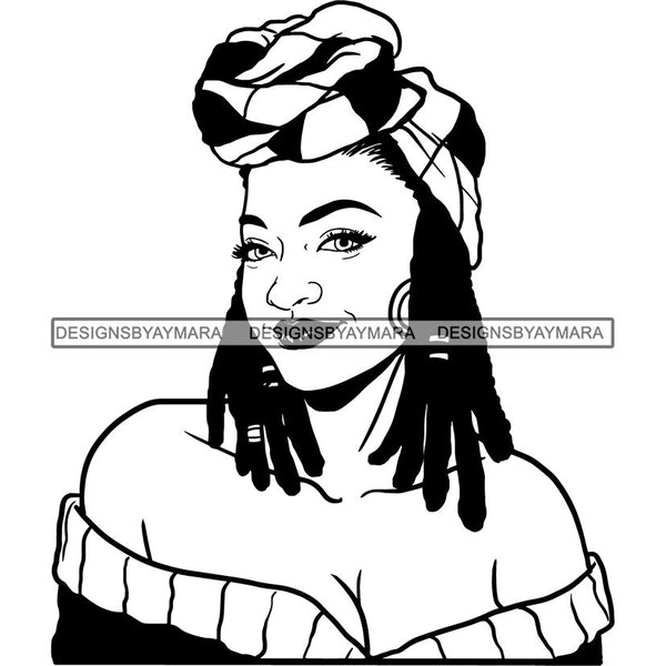 Afro Woman SVG Turban Head Wrap Cutting Files For Silhouette Cricut and More