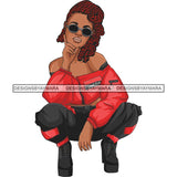 Afro Woman Fashion Girl Squatting Position SVG Cutting Files For Silhouette Cricut and More!