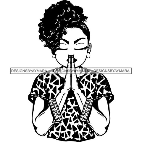 Afro Lola Praying God Lord Prayers In God We Trust .SVG Clipart Cutting Files For Silhouette and Cricut and More!