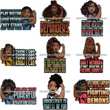 Bundle 9 Afro Lola Strong Lady We can Do It Woman Power Flexing Arms Believe in Yourself Quotes .SVG Cutting Files For Silhouette and Cricut and More!