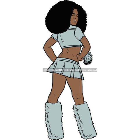 Afro Cheerleader Woman SVG Cutting Files For Silhouette Cricut and More