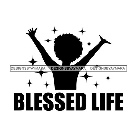 Black Queen Afro Woman Silhouette Designs Goddess Praying Blessed Life Diva SVG Files For Cutting and More!