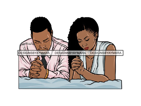 Black Couple Praying God Together PNG File For Print Not For Cutting