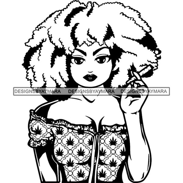 Afro Lola Smoking Pot Weed Joint Blunt Cannabis Marijuana SVG Cutting Files