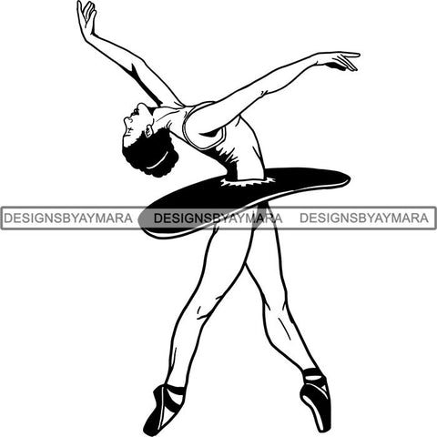 Afro Black Ballerina Woman Ballet Dancer .SVG Cut Files For Silhouette and Cricut