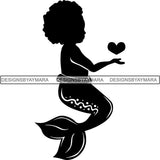 Afro Cute Baby Girl Mermaid Fantasy .SVG Cut Files For Silhouette Cricut and More