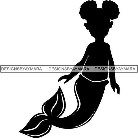 Afro Cute Baby Girl Mermaid Fantasy .SVG Cut Files For Silhouette Cricut and More