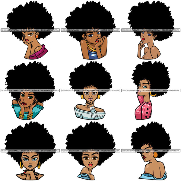 Bundle 9 Afro Melanin Popping Lola Kinky Hair God Quotes SVG Cutting Files For Silhouette Cricut and More