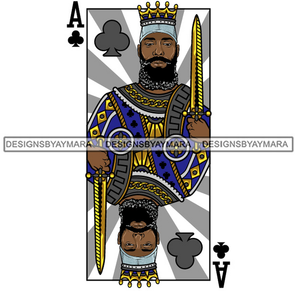 Ace King Man Royalty Blackjack Casino Card Game Attractive Black Man Bearded Hipster Male Guy Hombre Macho Manly SVG Files For Cutting