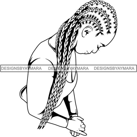 Afro Woman Braids Dreads Dreadlocks Hairstyle SVG Cut Files For Silhouette and Cricut