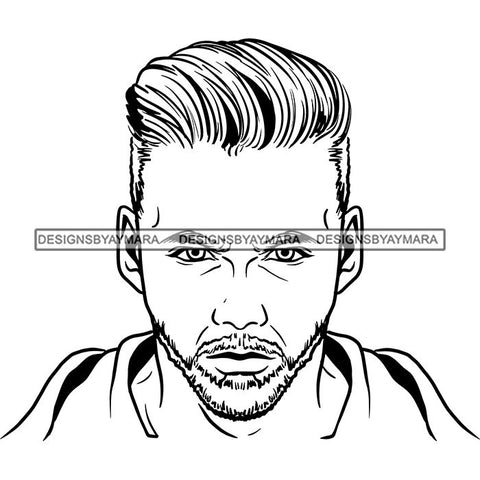 Attractive Man Bearded Hipster Model Fashion Male Guy Stylish Mustache Close-up Sexy Macho Manly SVG Files For Cutting
