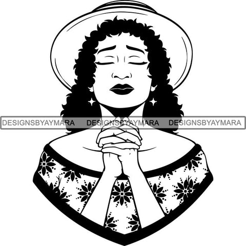 Latina Woman Praying God .SVG Cut Files For Silhouette and Cricut