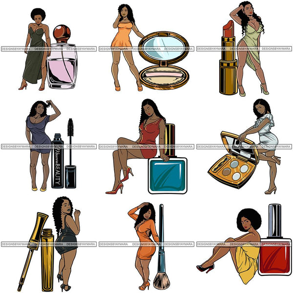 Bundle 9 Afro Woman SVG Make Up Goddess Cutting Files For Cricut Silhouette and Much More