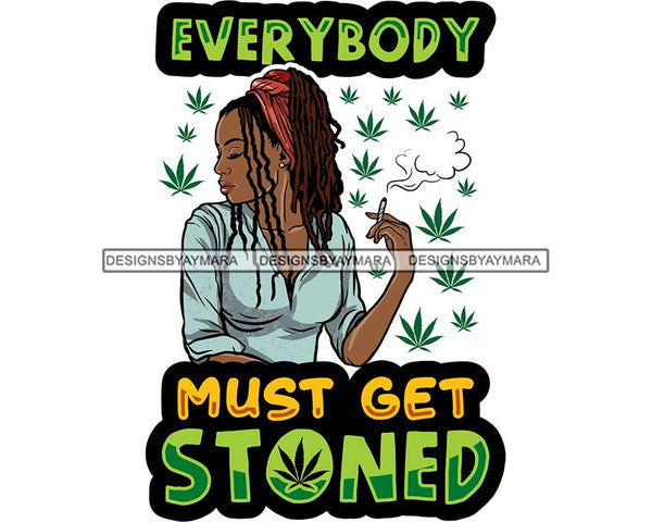 Woman Smoking Pot Joint Blunt Stoned High Life Weed Leaf Marijuana Grass Relax Chill SVG Cutting Files