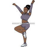 Afro Cheerleader Woman SVG Cutting Files For Silhouette Cricut and More