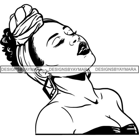 Afro Woman SVG Turban Head Wrap Cutting Files For Silhouette Cricut and More