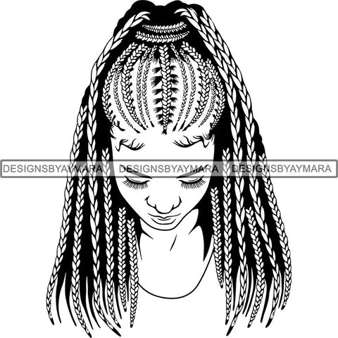 Afro Woman Braids Dreads Dreadlocks Hairstyle SVG Cut Files For Silhouette and Cricut