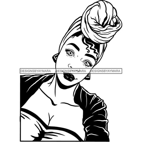 Afro Woman SVG Turban Head Wrap Cutting Files For Silhouette Cricut and More