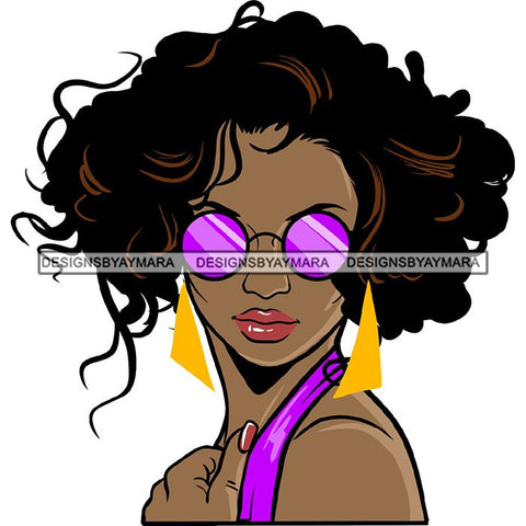 Ebony Afro Woman Nubian Melanin Brown Skin Makeup Model Glasses Accesories SVG Cut Files