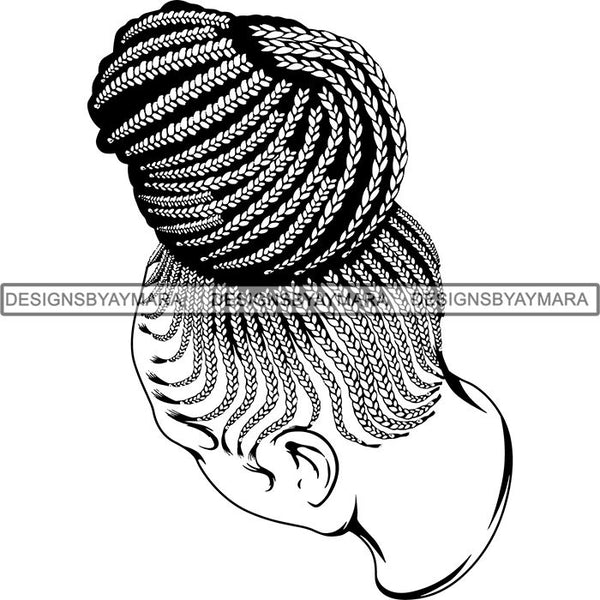 Afro Woman Braids Dreads Dreadlocks Hairstyle SVG Cut Files For Silhouette and Cricut