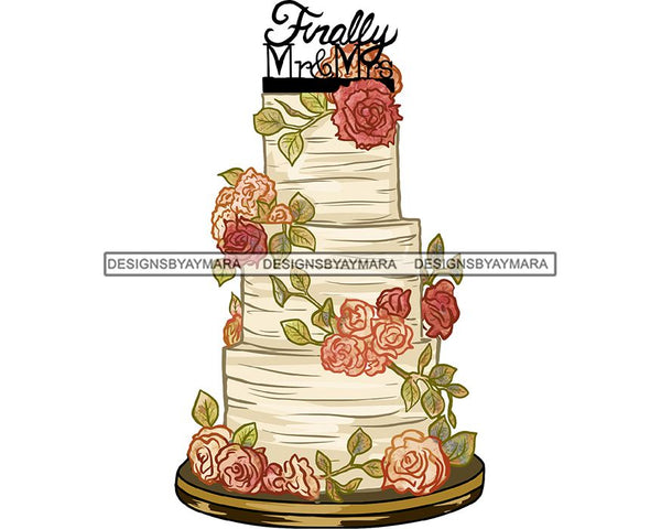 Wedding Cake Marry Lovely Couple Wife Husband Marriage Happy Romantic Celebration Engagement Bride Groom SVG Cutting Files