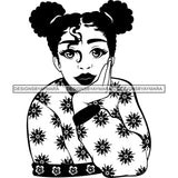 Afro Woman Kinky Hairstyle African American Beautiful Black Woman SVG Files For Cutting and More.