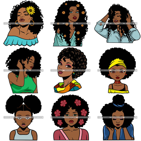 Bundle 9 Afro African American Lady Woman Classy Nubian SVG Cutting Files