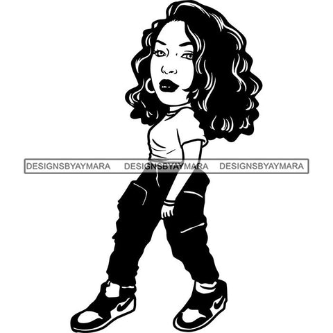 Fashion Woman Model Posing Summer Outfit Vogue Goddess Glamour Trendy Clothing Vector SVG Cutting Files