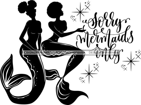 Afro Black Woman Mermaid Aquatic Creature  SVG Cutting File For Silhouette and Cricut