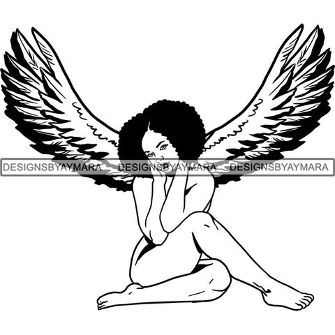 Afro Angel Black Woman SVG Cutting Files For Silhouette Cricut and More