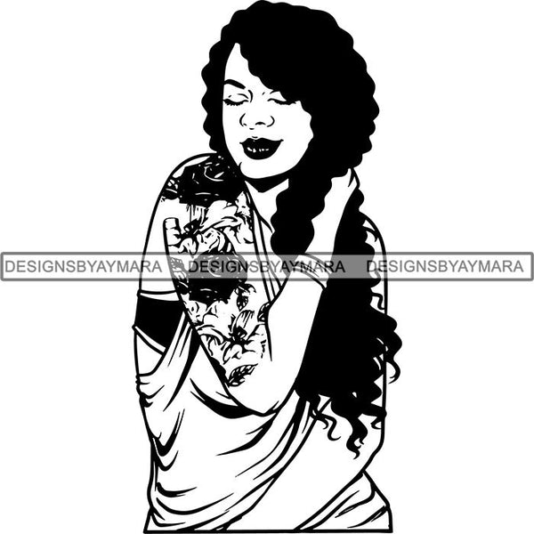 Afro Sexy Goddess Melanin Woman Queen Tattoo SVG Cut Files For Silhouette and Cricut