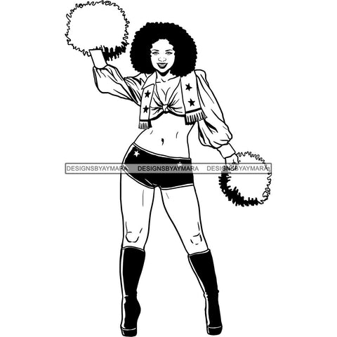 Afro Cheerleader Woman SVG Cutting Files For Silhouette Cricut and More