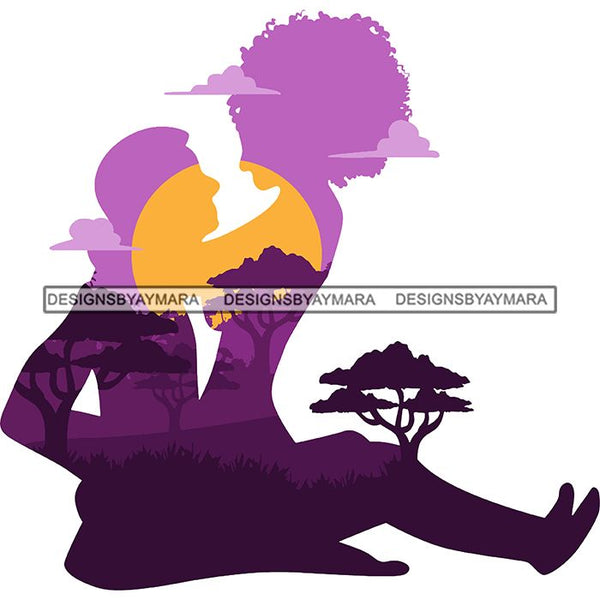 Sensual Couple Silhouette African Wildlife Proud Roots Safari Savanna Africa Continent Exotic Scenic SVG Cutting Files