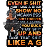 Afro Lola Squatting Bad Ass Life Quotes Confident Lady .SVG Clipart Vector Cutting Files