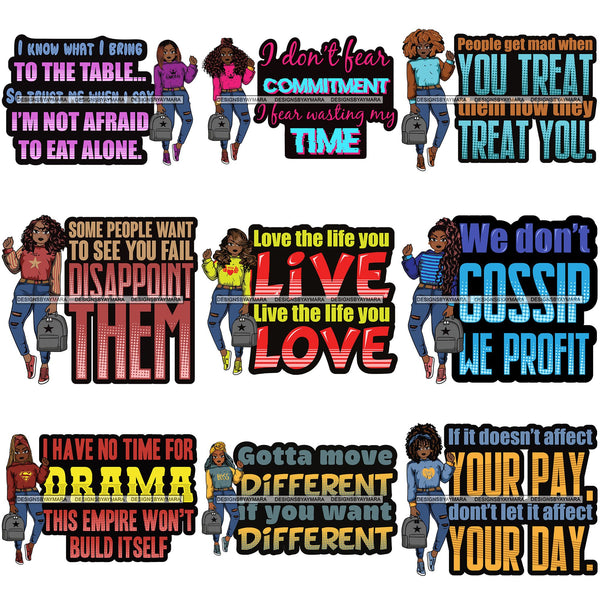 Bundle 9 Lola Afro Beautiful Black Proud Woman Life Quotes .SVG Cutting Files For Silhouette and Cricut and More!