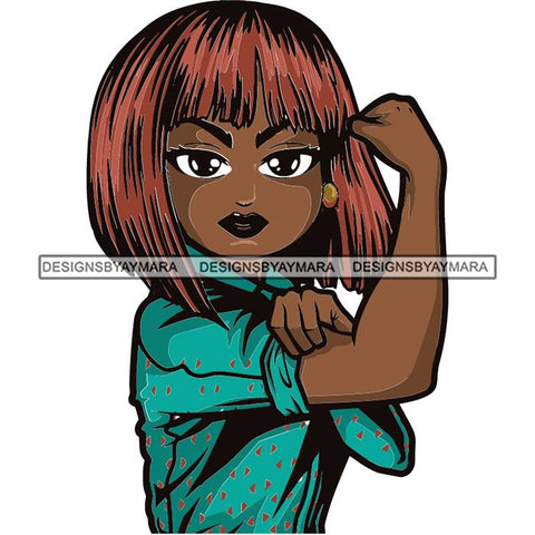 Afro Strong Lola Flexing We Can Do It Woman Power .SVG Cutting Files For Silhouette Cricut and More!