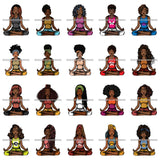 Bundle 20 Afro Lola Meditating Yoga Relaxing .SVG Cutting Files For Silhouette Cricut and More!