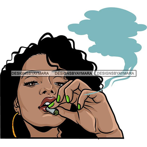 Ganja Narcotic Joint Blunt Weed Leaf Hydroponics Cannabis Woman Smoking Grass Marijuana SVG Cut Files