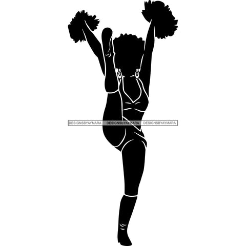 Afro Cheerleader Woman SVG Cutting Files For Silhouette Cricut and More