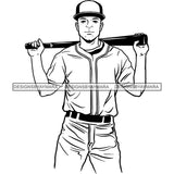 Baseball Attractive Man Bearded Hipster Model Fashion Male Guy Stylish Mustache Close-up Sexy Macho Manly SVG Files For Cutting